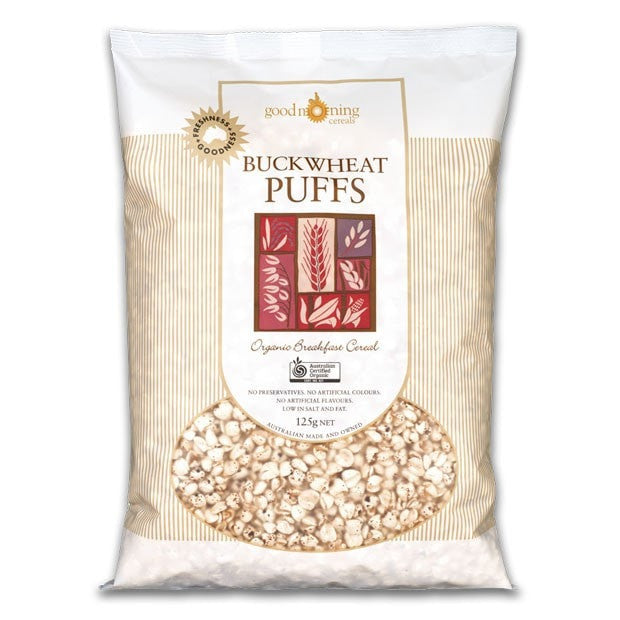 Good Morning Cereals Organic Buckwheat Puffs 125g - Happy Tummies