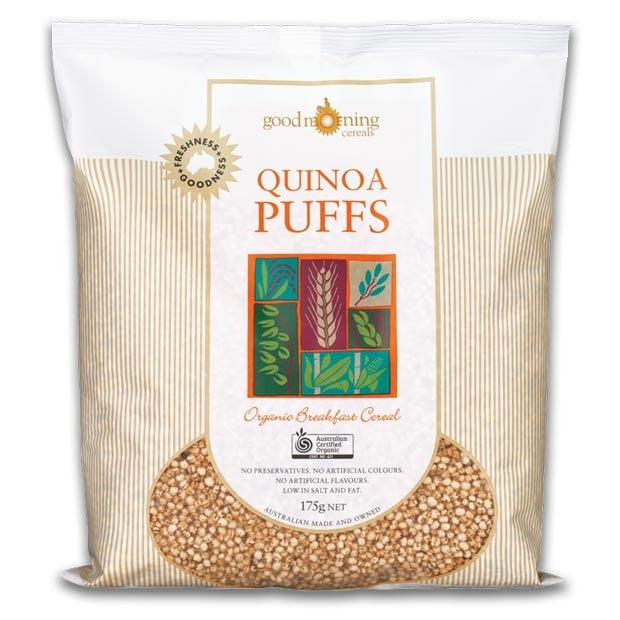 Good Morning Cereals Organic Quinoa Puffs 175g - Happy Tummies