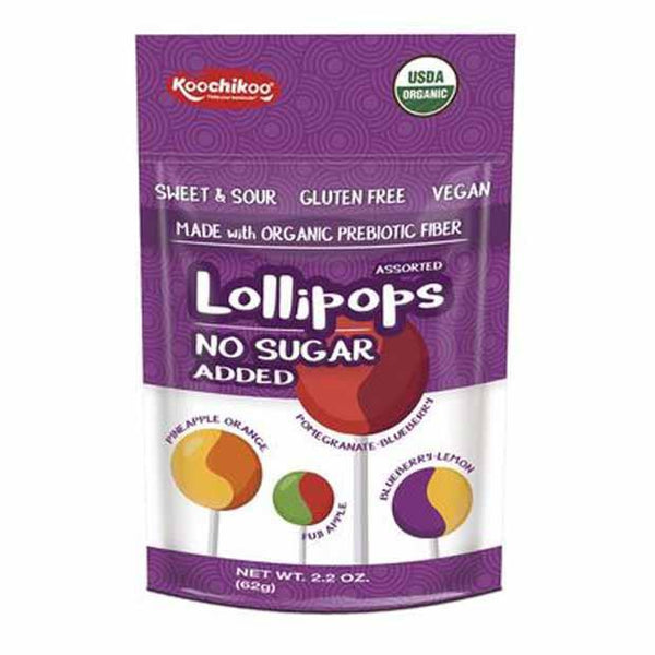 Koochikoo Lollipops No Sugar Added 60g gluten free lollies Happy