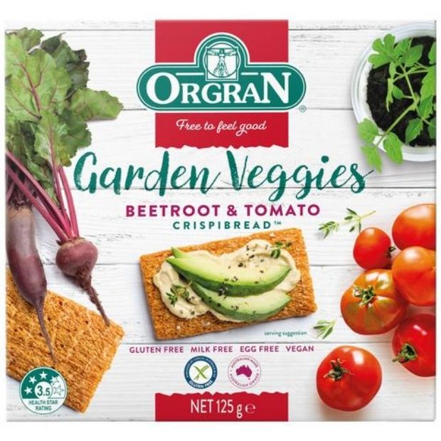 Orgran Crispibread Garden Veggies Beetroot & Tomato 125g