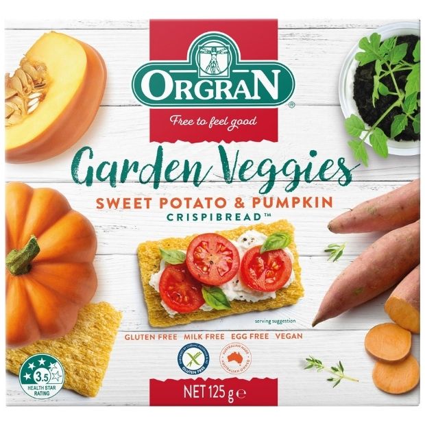 Orgran Crispibread Garden Veggies Sweet Potato & Pumpkin 125g