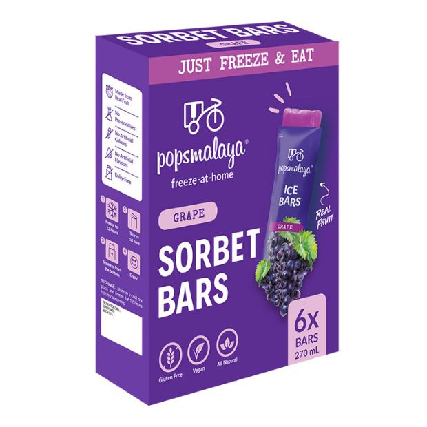 Pops Malaya Freeze-at-Home Sorbet Bars - Grape 6 x 45ml