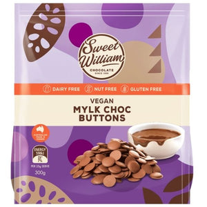Sweet William Vegan Buttons Mylk Chocolate 300g