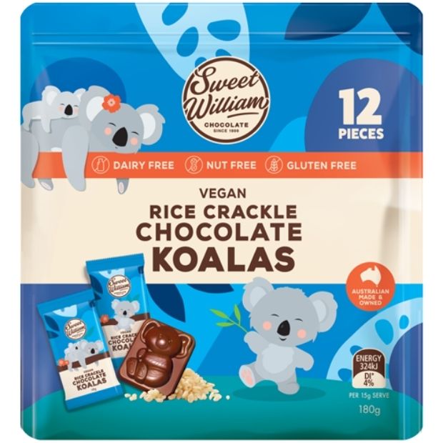 Sweet William Rice Crackle Chocolate Koalas 180g