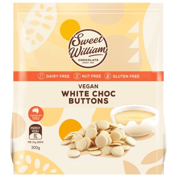 Sweet William Vegan Buttons White Chocolate 300g