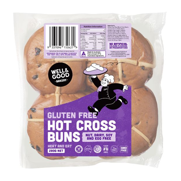 Well & Good Hot Cross Buns Traditional x 4 280g